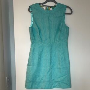 Blue Sleeveless Crew Neck Sheath Mini Dress for Work
